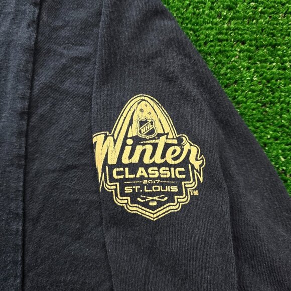 St Louis Blues Tshirt Mens 2XL Blue Reebok Winter Classic 2017 Pullover NHL - Picture 3 of 7